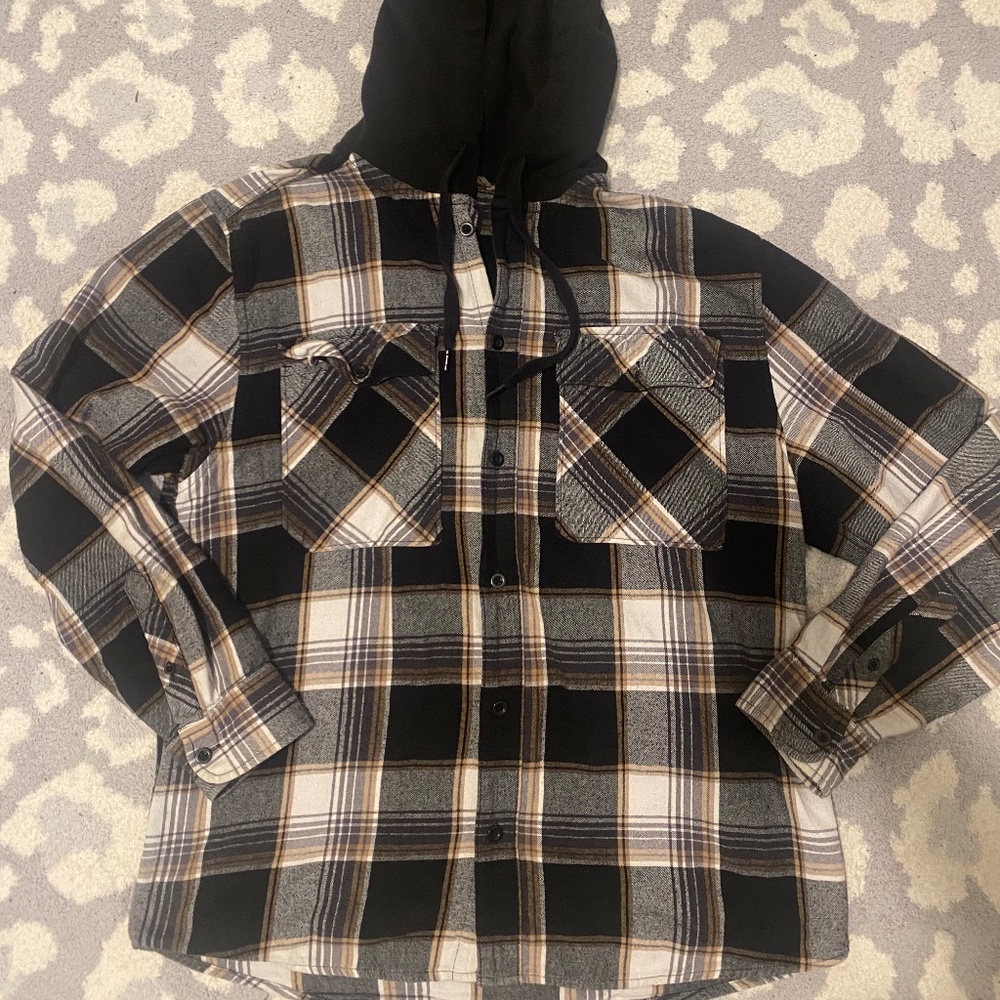 No Boundaries Hooded Flannel